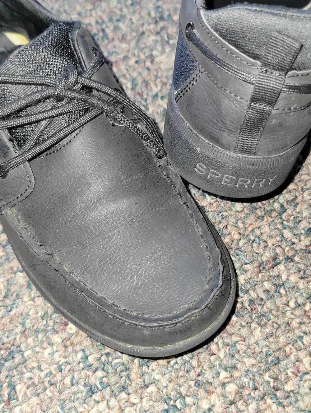 🛑Sperry Men's Black Boat Shoes with Lace-Up Detail